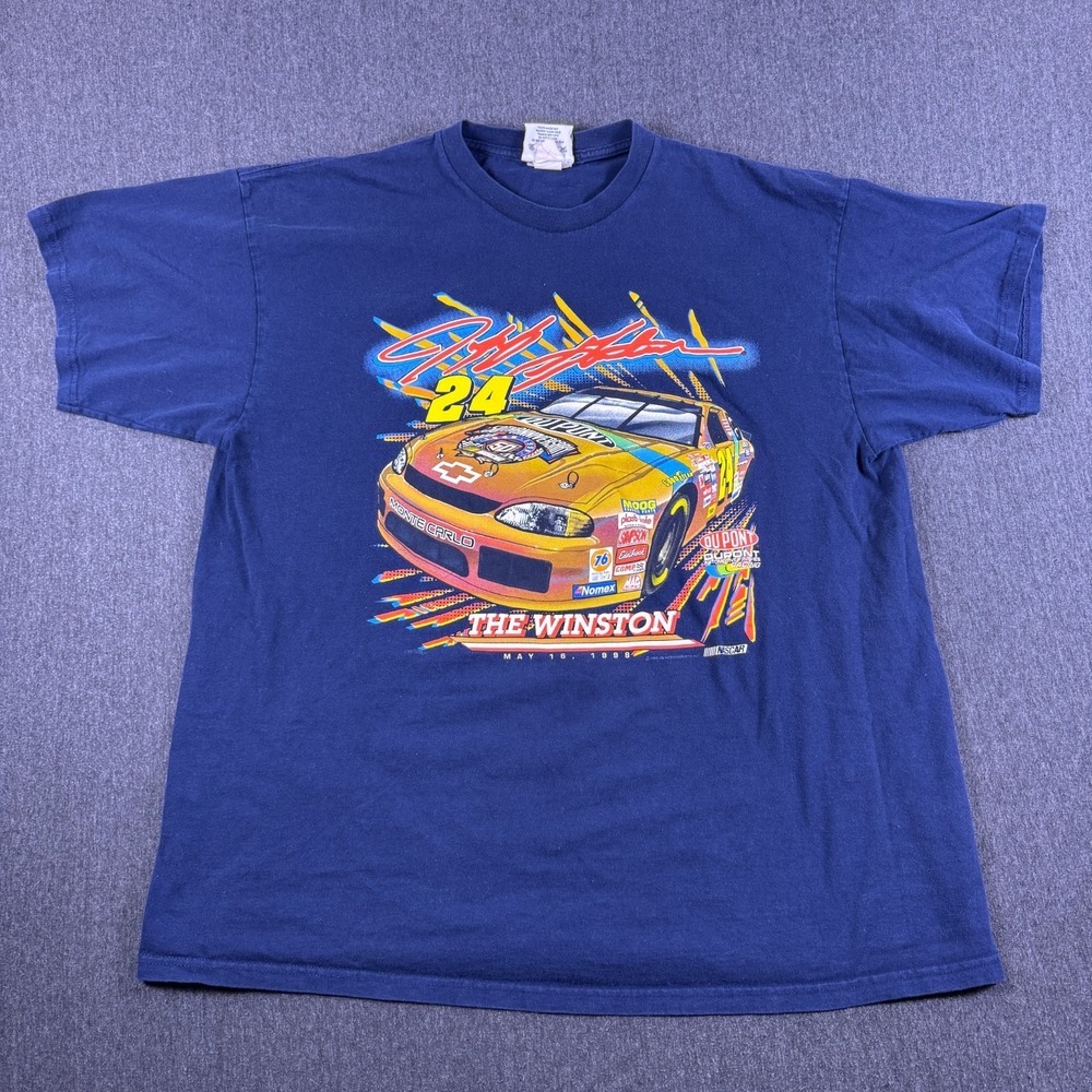 Vintage Chase Authentics Mens Blue Jeff Gordon #24 Winston NASCAR Tee Size 2X‎